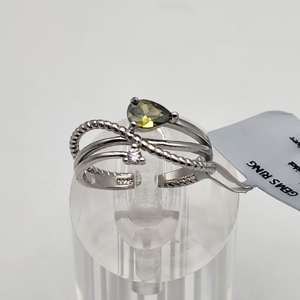 NWT Sterling Silver & Lab Created Peridot Adjustable Ring
